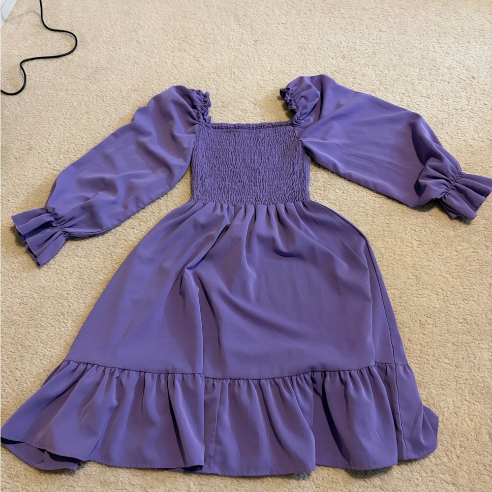 Elegant Purple Long Sleeve Dress